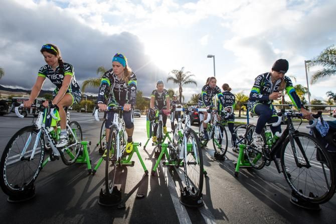 Team Tibco warming up
