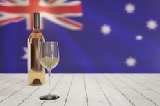 Australian flag with wine glass and bottle