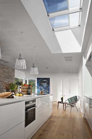 Velux roof window in kitchen