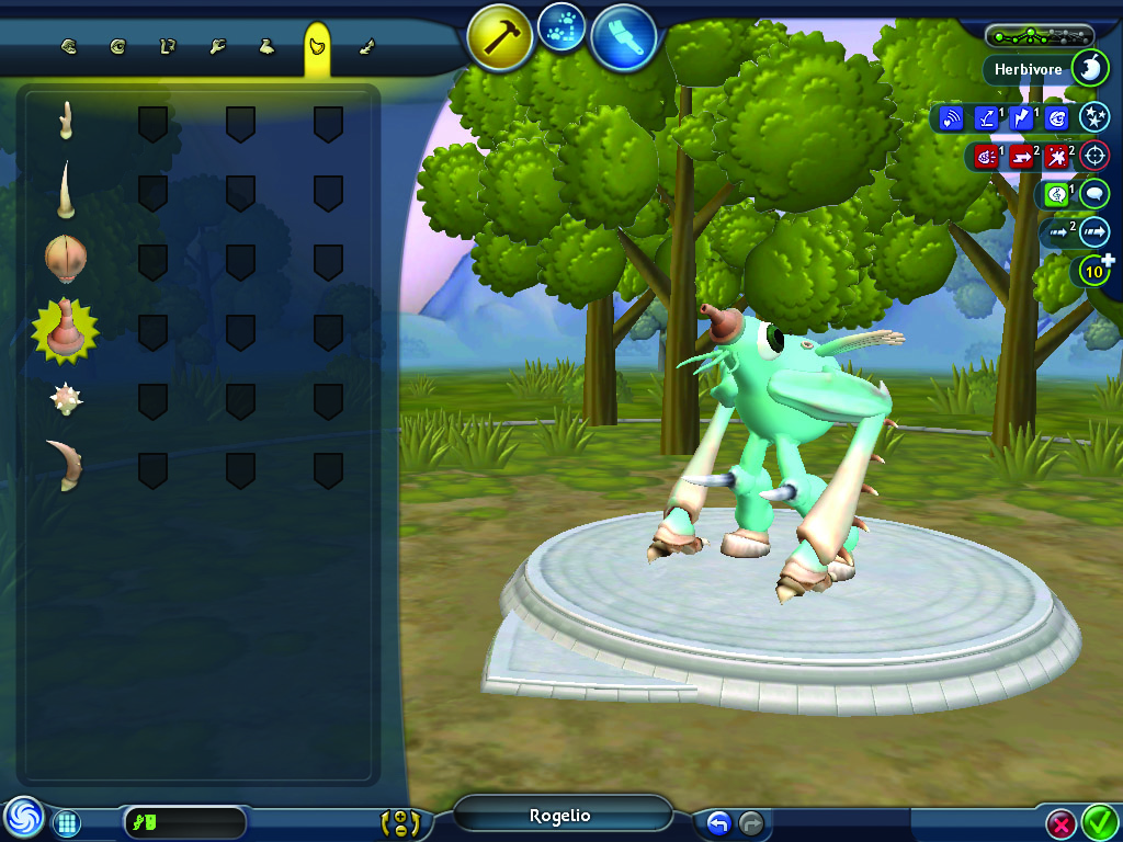 A teal abomination being made in Spore