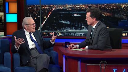 Stephen Colbert gently grills Donald Rumsfeld on the Iraq War