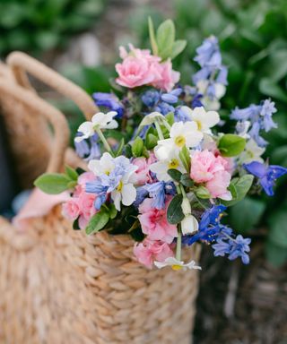 Dee's freshly cut flowers in a basket