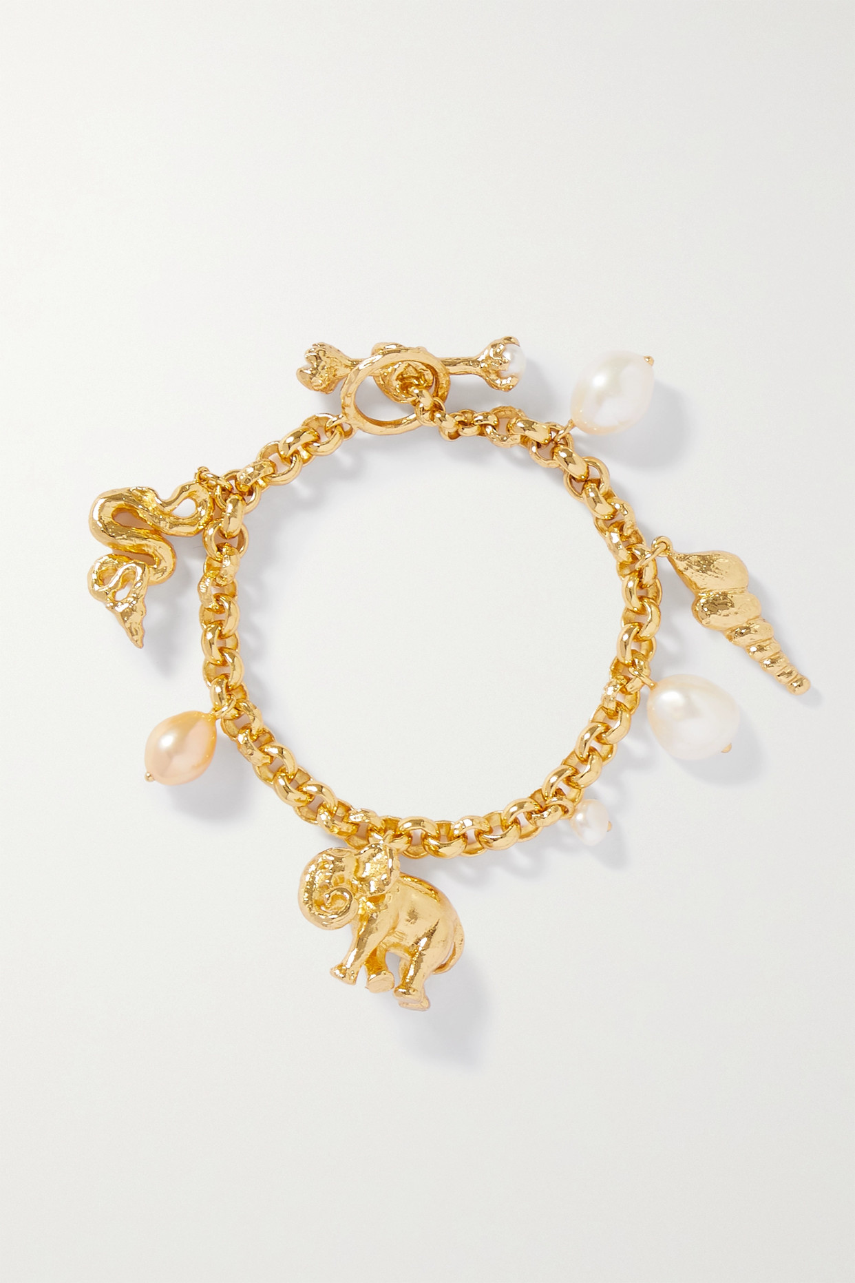 Spirit Animal Gold-Plated Pearl Charm Bracelet