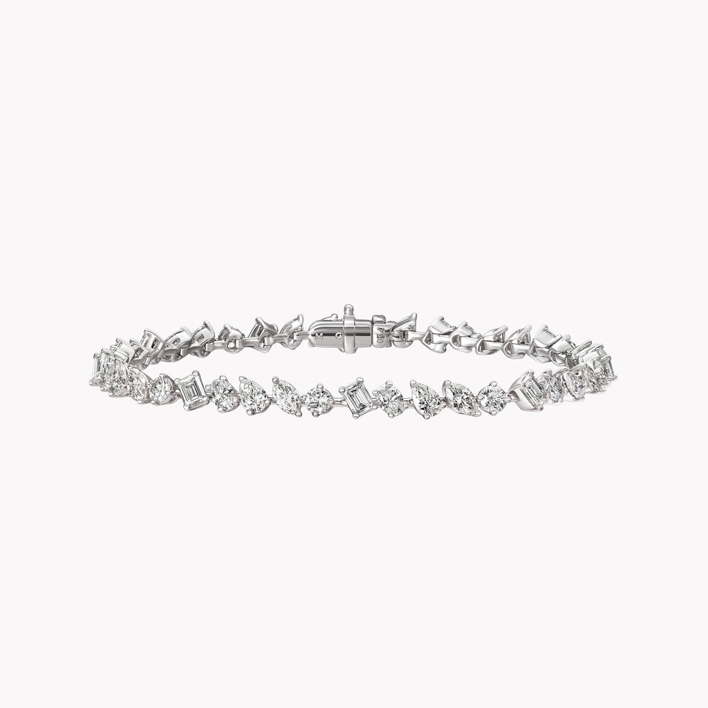 Small Multi-Shape Slant Diamond Tennis Bracelet