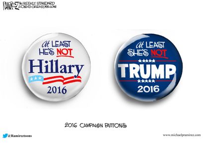 Political cartoon US 2016 Election campaign button