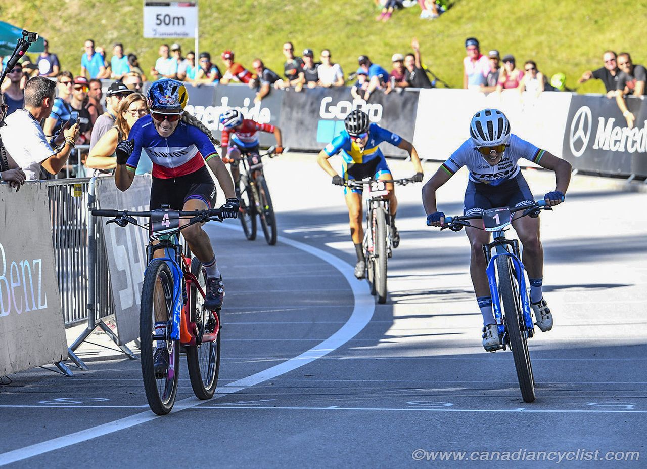 Pauline Ferrand-Prevot (Canyon Factory Team) takes the win ahead of Jolanda Neff (Trek Factory Racing XC)