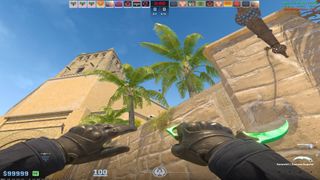 A Karambit Gamma Doppler Emerald knife in CS2.