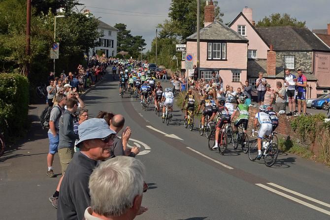 The riders on one of the many short climbs of the stage