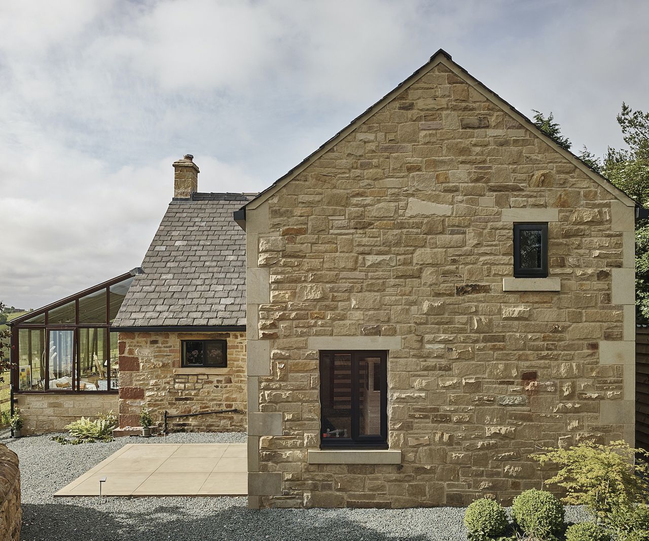 A brand new extension added to the 1st floor of a stone cottage extension