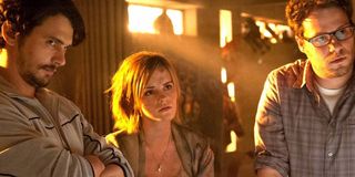 James Franco, Emma Watson and Seth Rogen in the apocalypse in This is the End