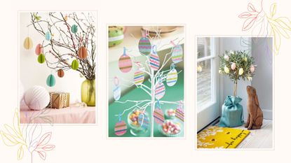 Composite image showing three Easter tree ideas for 2023 