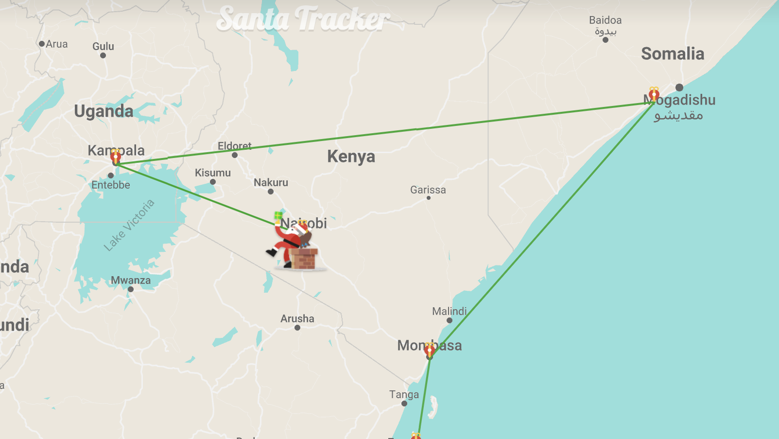 Санта-трекер над Кенией