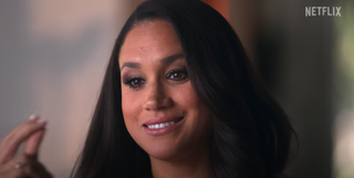 a still of Meghan Markle in Harry & Meghan documnetary on Netflix