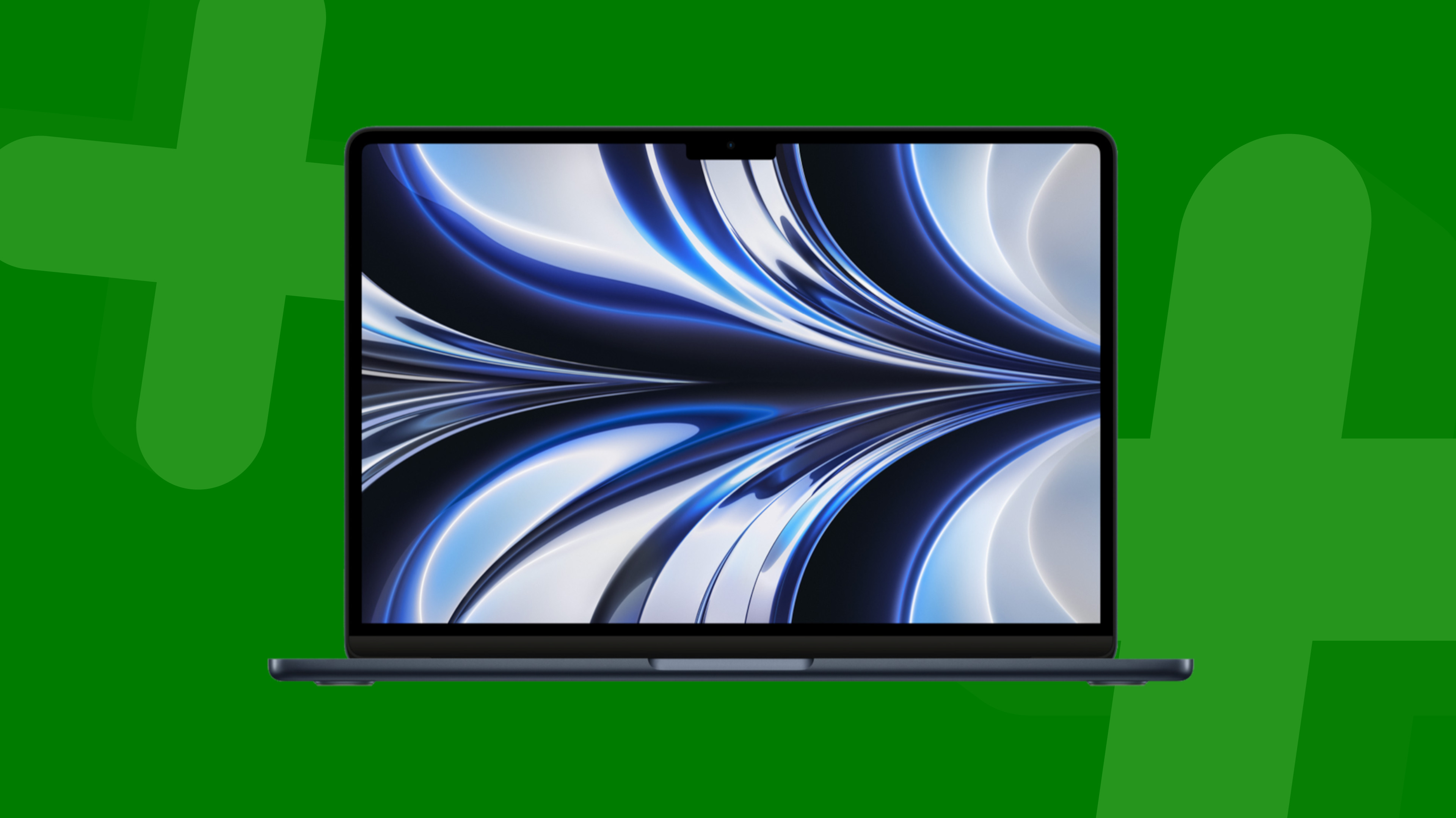 M2 MacBook Air on a green background