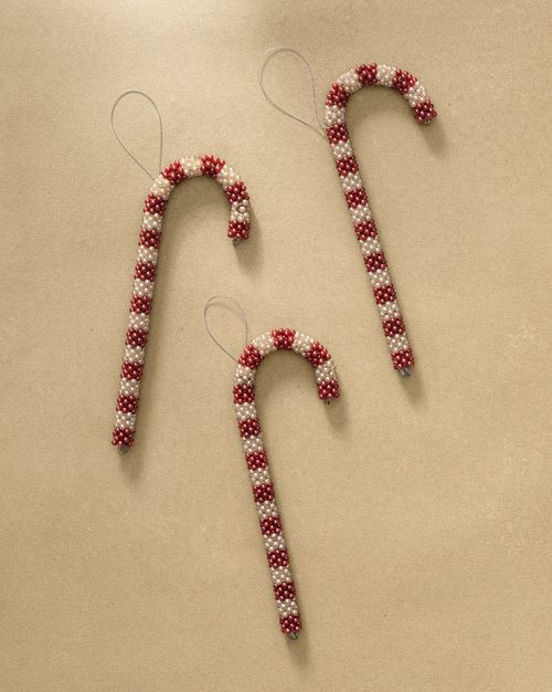 Beaded Candy Cane Ornaments (set of 3)