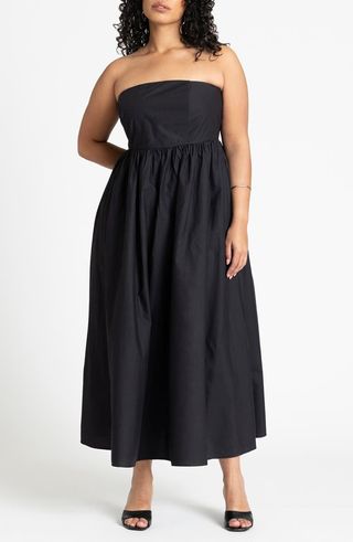 Strapless Poplin Maxi Dress