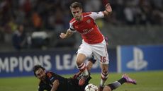 Aaron Ramsey rides a challenge at the Ataturk Olympic Stadium in Istanbul