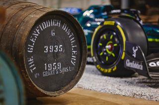 Courtesy Glenfiddich x Aston Martin Formula One Team collaboration: car at distillery