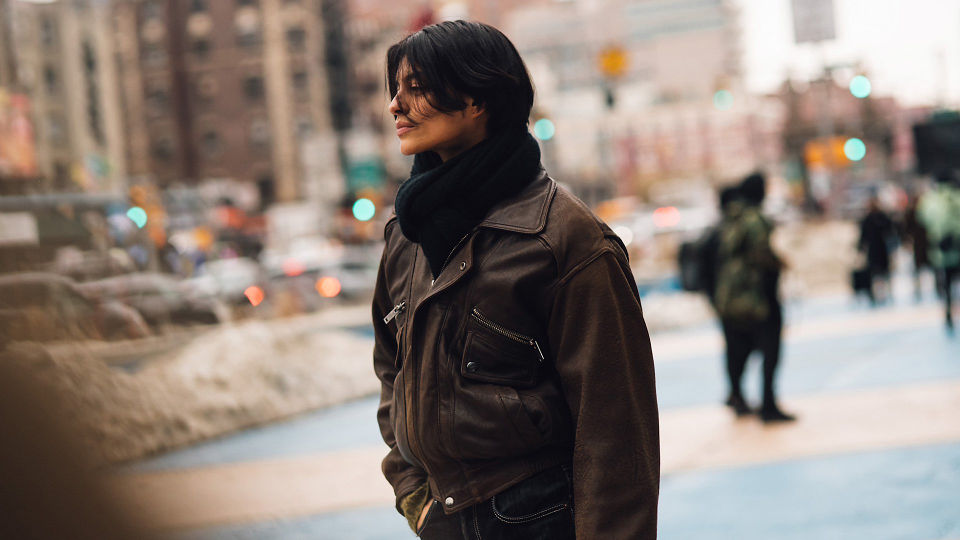 Person wearing a fall jacket