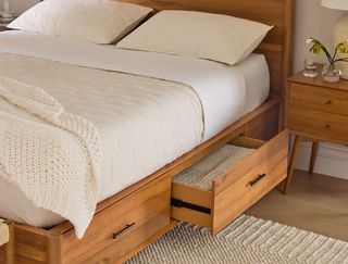 Mid-Century Storage Bed in wood color