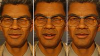 Inzoi - A Zoi's face in three graphical presets showing a progression from a slightly blurry minimum specs to a higher fidelity recommended specs.