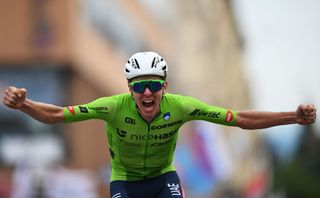 Tadej Pogacar of Team Slovenia celebrates at finish line as gold medal winner during the 97th UCI Cycling World Championships Zurich 2024, Men's Elite Road Race a 273.9km one day race from Winterthur to Zurich on September 29, 2024 in Zurich, Switzerland.