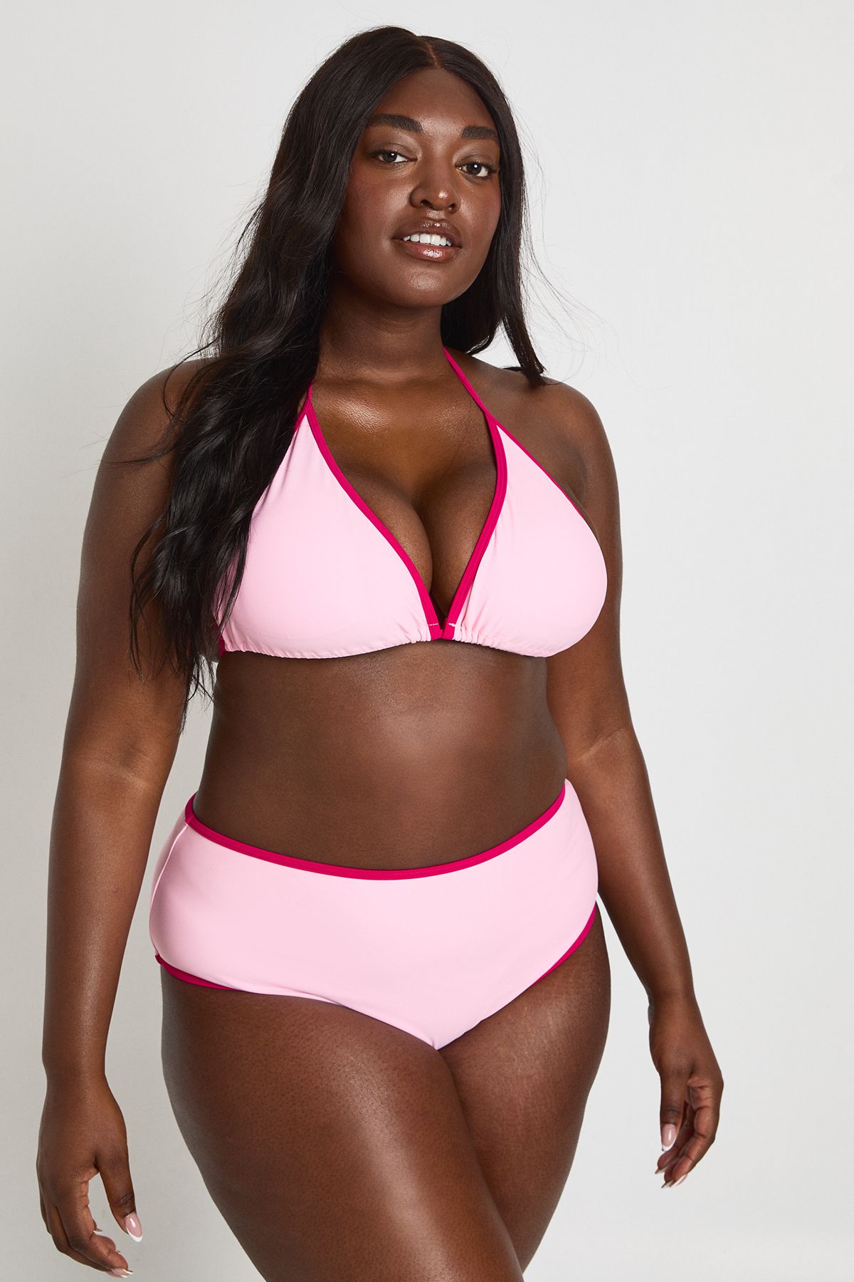Plus Contrast Bikini Top and High Waist Bikini Bottom