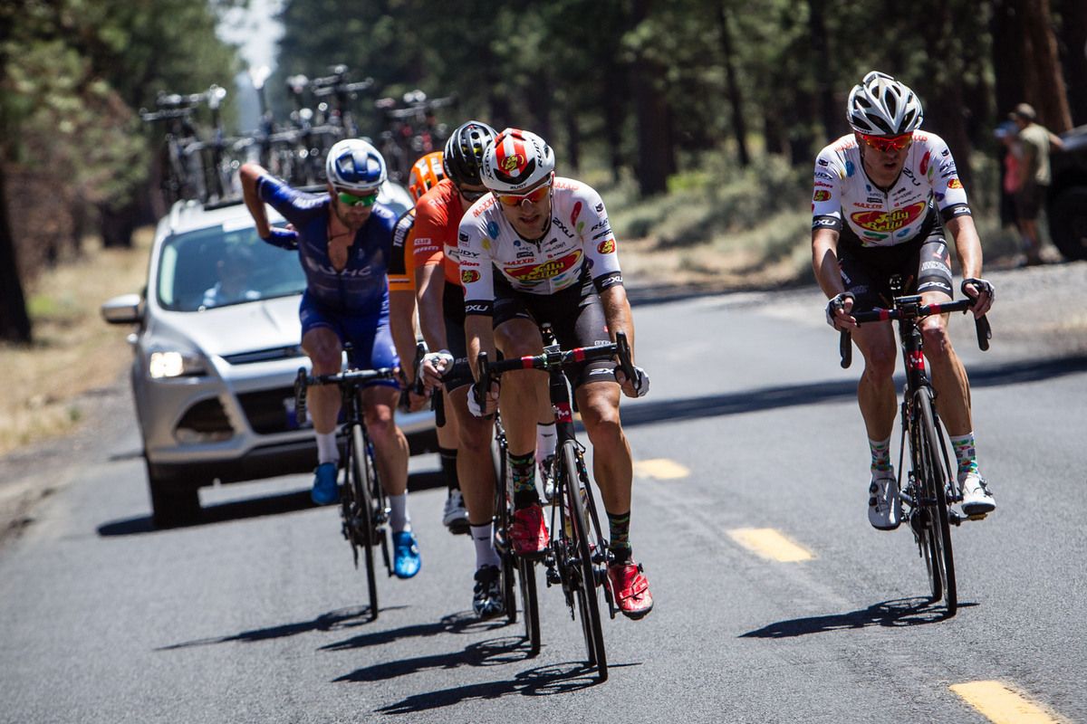 The break hits the base of the climb