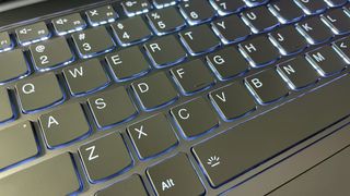 The 2024 Lenovo Slim 7i Gen 9 curved keys on laptop keyboard
