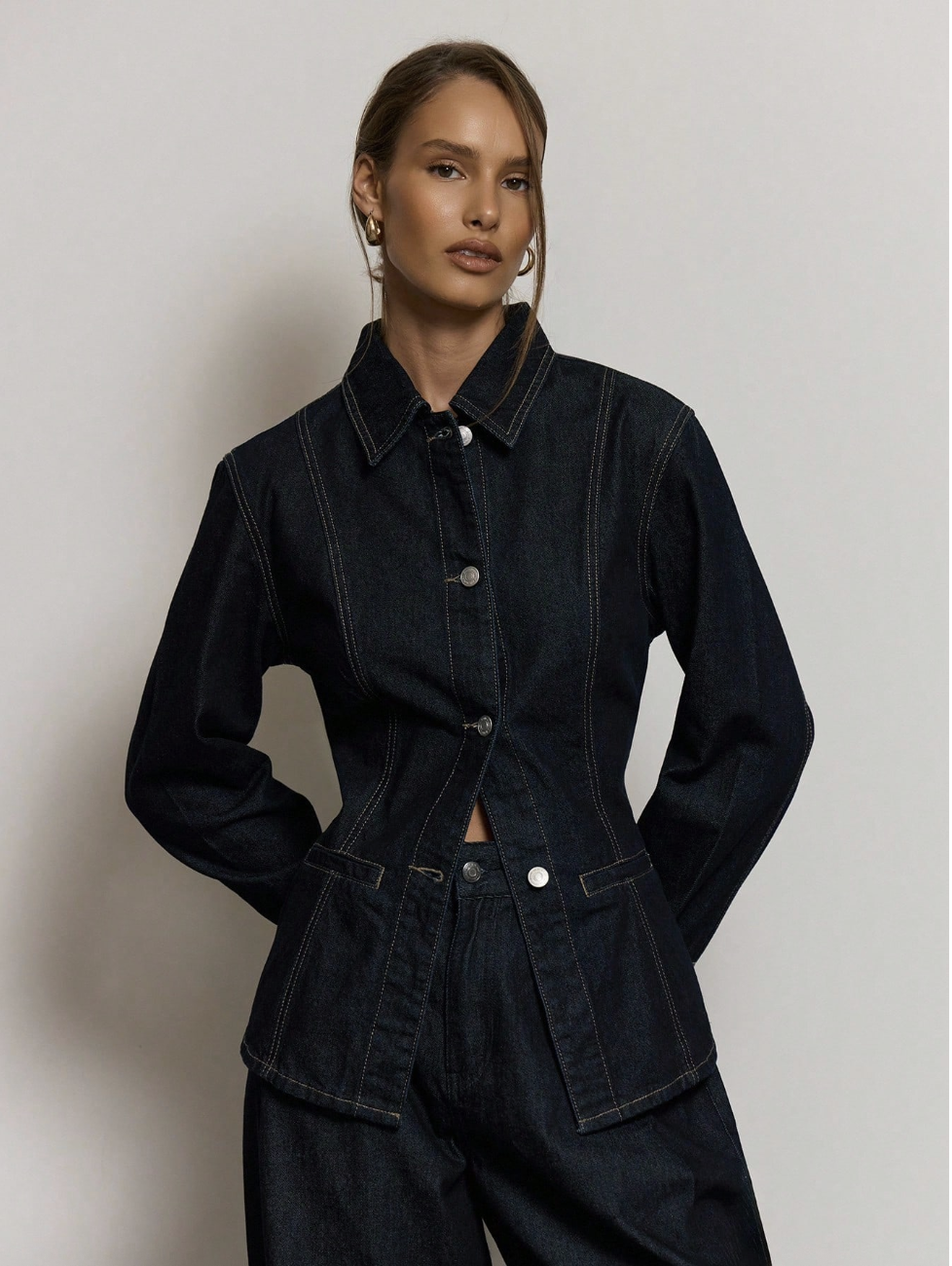 Musera, Fitted Longsleeve Collar Denim Jacket (Was $41)