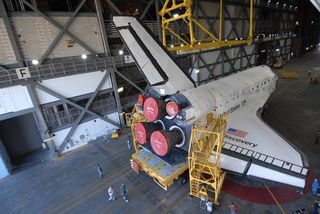 Space Shuttle Discovery Moves Closer to Launch