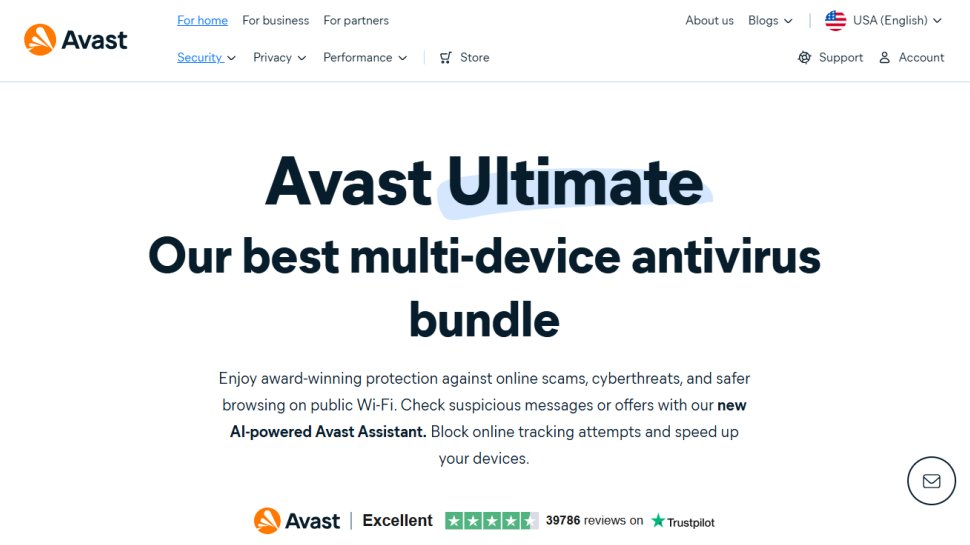 Avast Ultimate website screenshot (January 2026).
