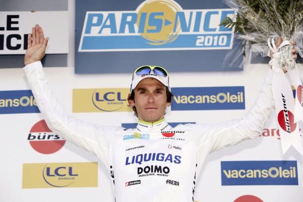 Roman Kreuziger (Liquigas-Doimo) in the young riders classification jersey at Paris-Nice