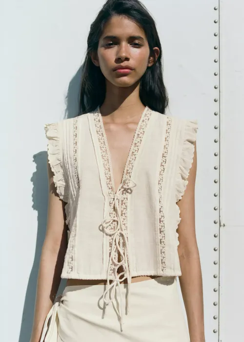 Cotton Ruffled Lace Blouse 