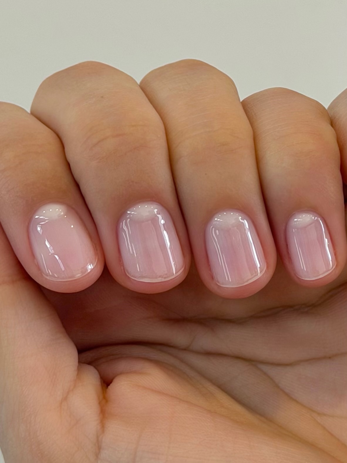 glossy sheer pink nails