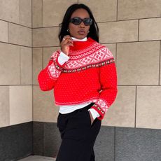 @nlmarilyn wearing Fair Isle sweaters.