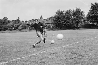 Luis Suarez in training for Spain in Birmingham during the 1966 World Cup in Spain.