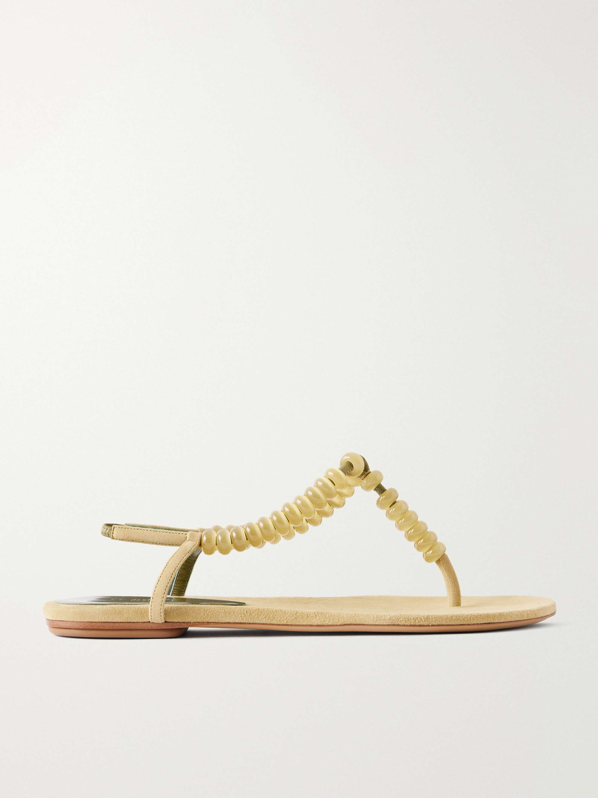 Beaded Leather Flat Sandals