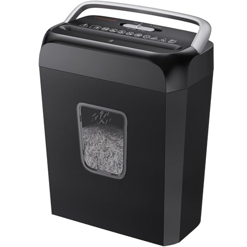 Bonsaii Paper Shredder, 3.4 Gals Wastebasket, 5-6 Sheet Crosscut Shredder for Home Use