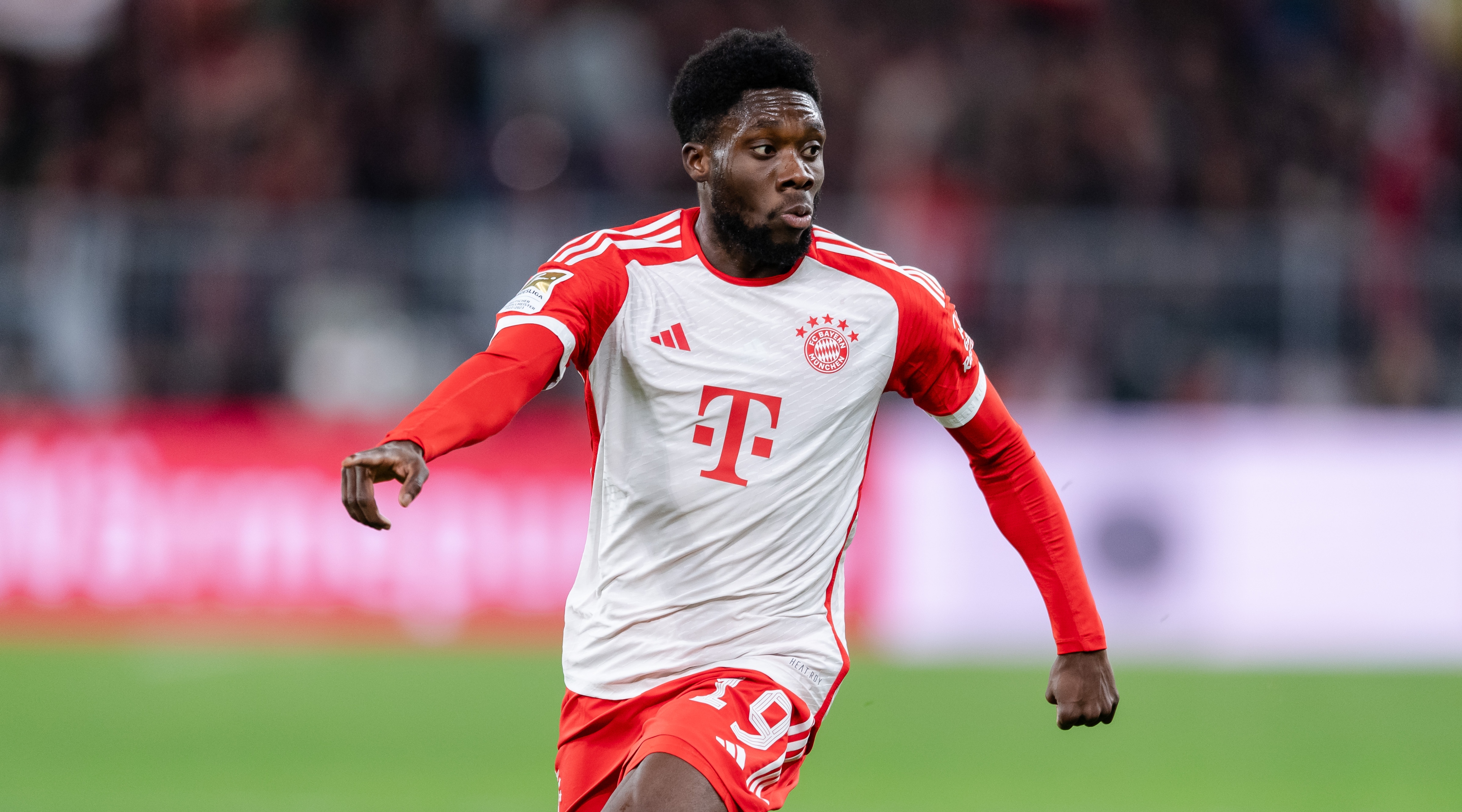 DORTMUND, GERMANY - NOVEMBER 04: Alphonso Davies of Munich looks on during the Bundesliga match between Borussia Dortmund and FC Bayern München at Signal Iduna Park on November 04, 2023 in Dortmund, Germany. (Photo by Edith Geuppert - GES Sportfoto/Getty Images)