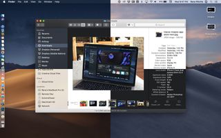 A comparison: macOS Mojave dark mode on the left, light mode on the right.