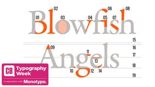 Blowfish angels with annotations and typography week logo