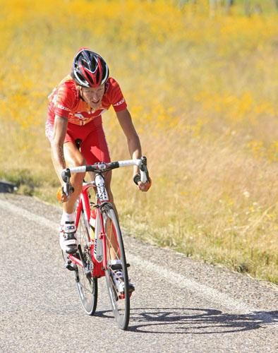 After dropping time on the previous stage, Michael Rasmussen (Tecos Trek) was going for a stage victory today but came up short.