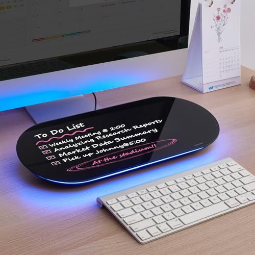 Glass Desktop Whiteboard with Light