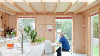 inside of exposed timber frame kitchen extensions