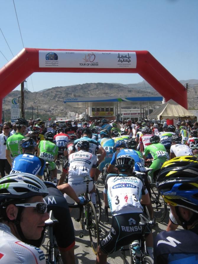 The start line of stage 2 at the Tour of Oman