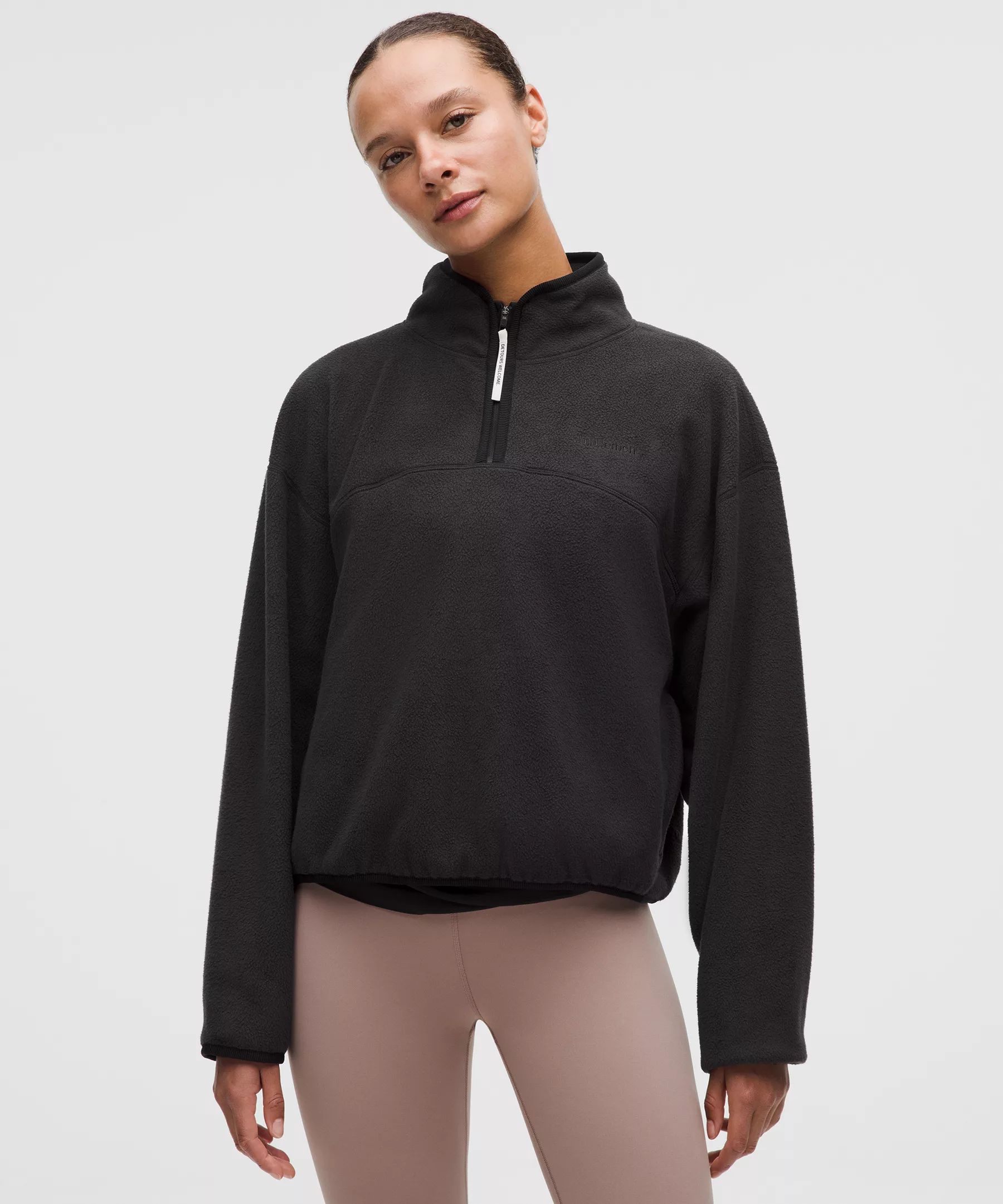 Tumbled Fleece Half-Zip Jacket - Black/black/light Ivory - Xs