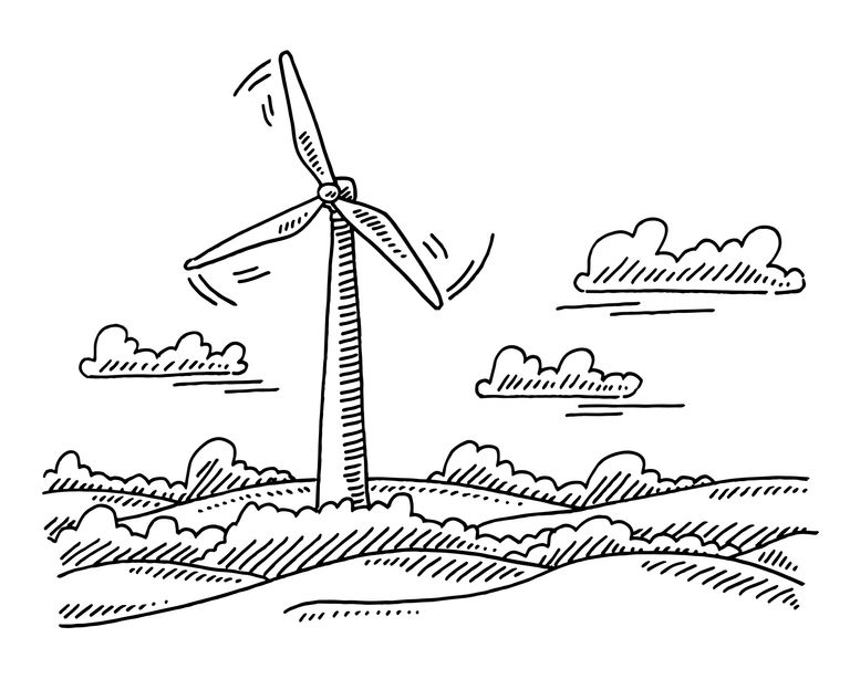wind turbine in countryside