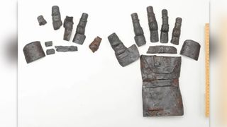 Two medieval iron gloves.