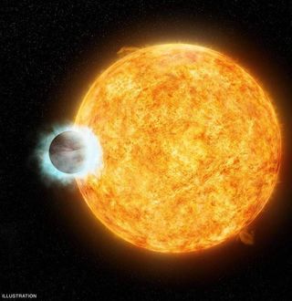 An artist's conception of WASP-18b, a giant exoplanet that orbits very close to its star.